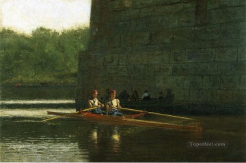 thomas kinkade Painting - The Oarsmen aka The Schreiber Brothers Realism boat Thomas Eakins